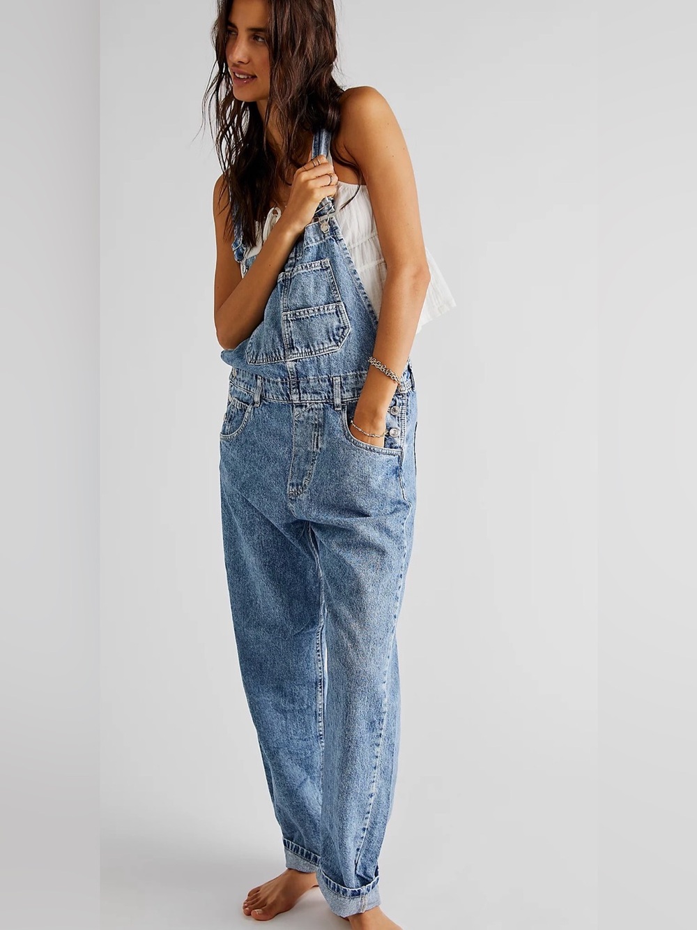 Free People We The Free Ziggy Denim Overalls Size Medium